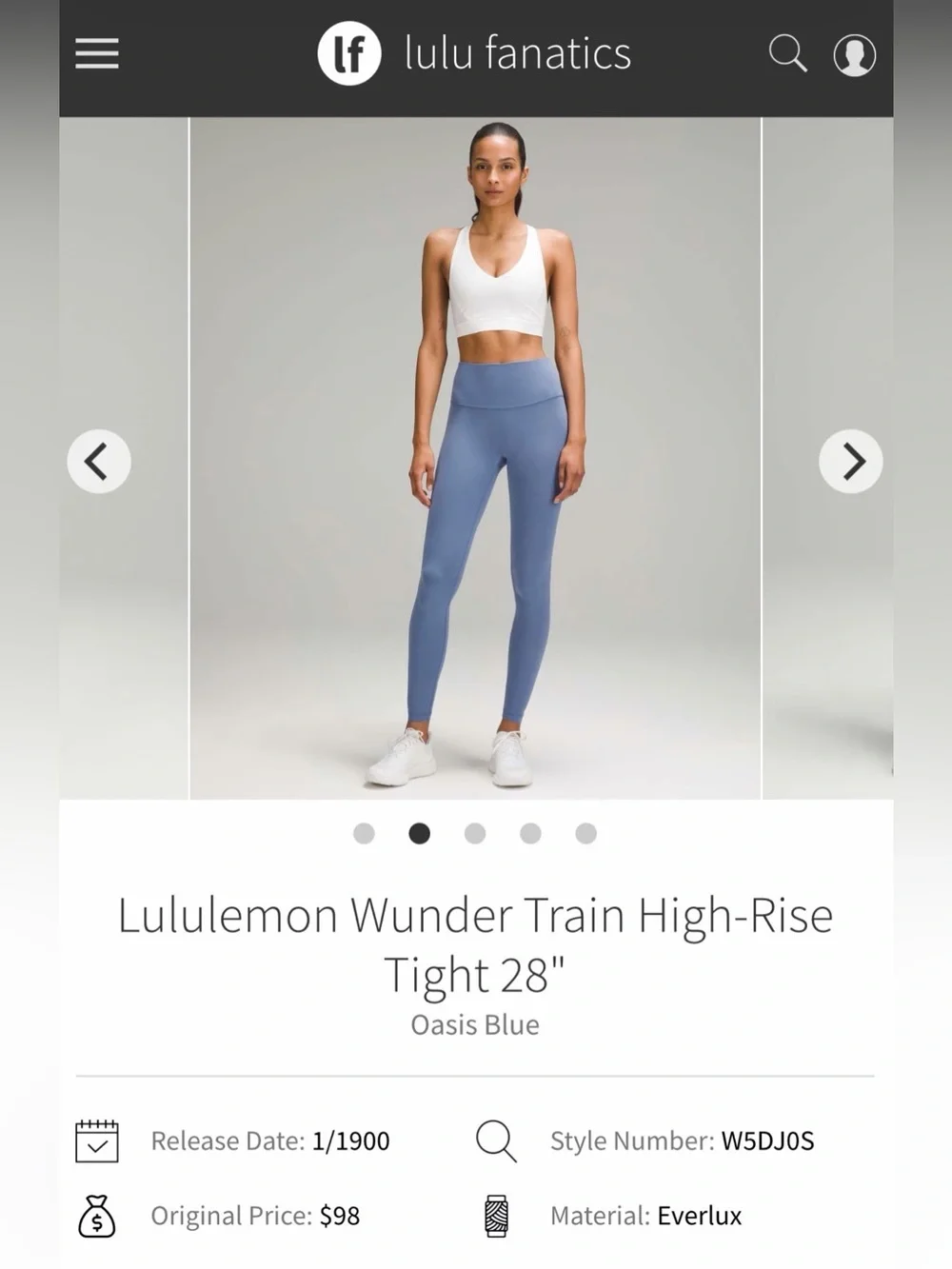 Lululemon Wunder Train High-Rise Tight 28” in Oasis Blue (size 4)